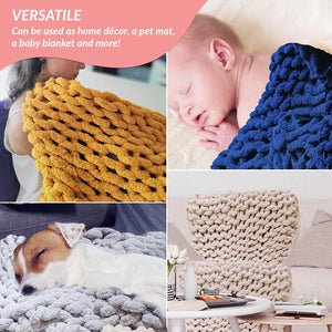Chunky Knit Blanket - Beautiful Home Decor Throw - Soft Chenille Yarn - KnitFirst