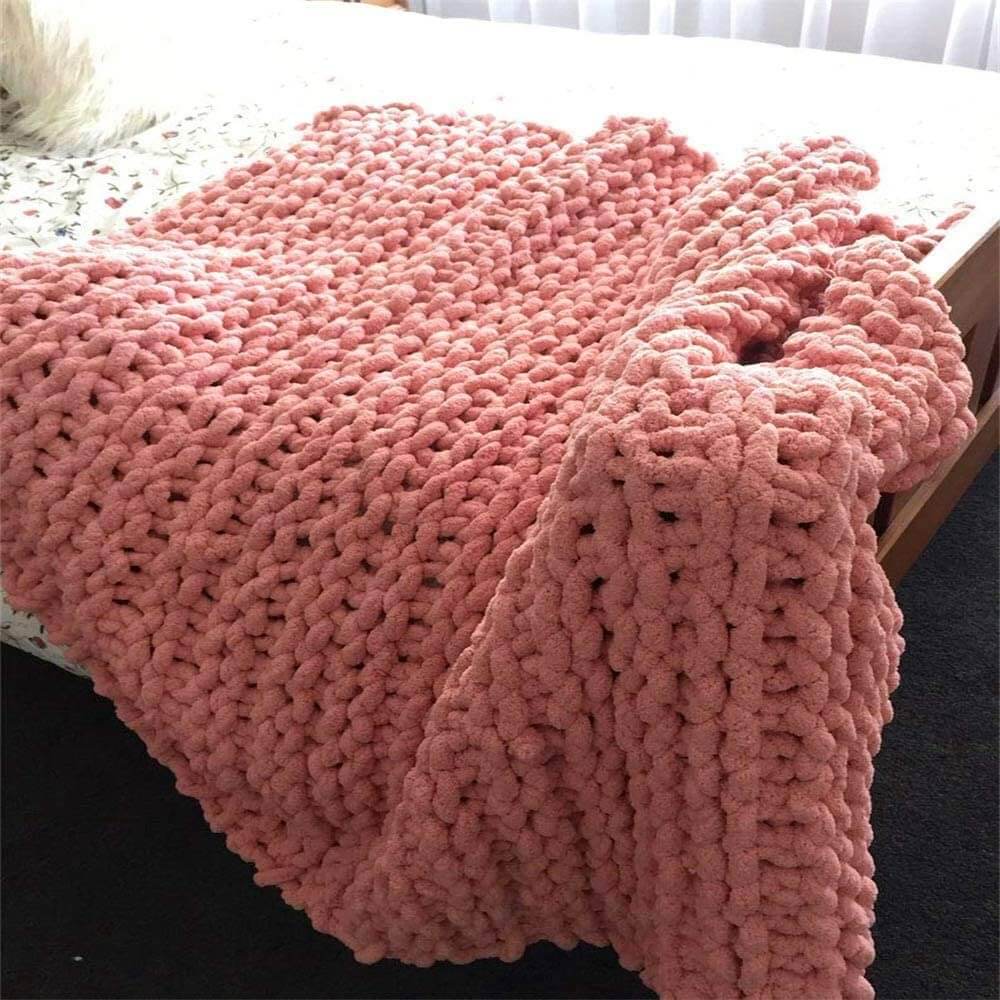 Chunky Knit Blanket - Beautiful Home Decor Throw - Soft Chenille Yarn - KnitFirst