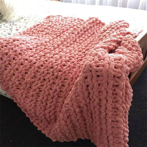 Chunky Knit Blanket - Beautiful Home Decor Throw - Soft Chenille Yarn - KnitFirst