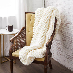 Chunky Knit Blanket - Beautiful Home Decor Throw - Soft Chenille Yarn - KnitFirst