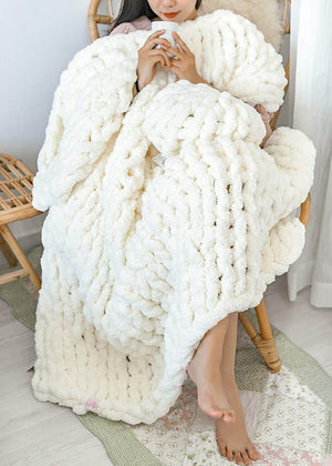 Chunky Knit Blanket - Beautiful Home Decor Throw - Soft Chenille Yarn - KnitFirst