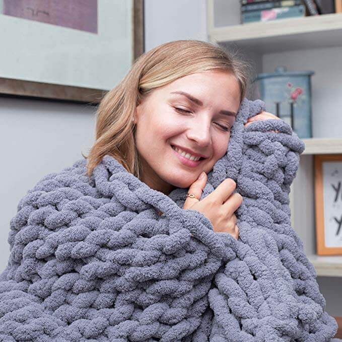 Chunky Knit blanket Chunky Knit Throw Chenille Bulky Blanket