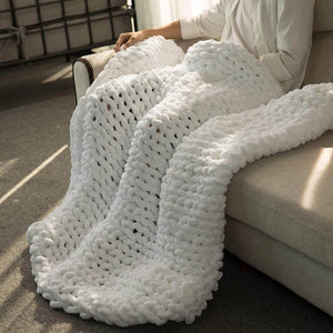 Chunky Knit Throw Chenille Bulky Blanket - KnitFirst