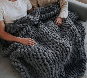 Chunky Knit Throw Chenille Bulky Blanket - KnitFirst