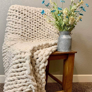 Chunky Knit Throw Chenille Bulky Blanket - KnitFirst