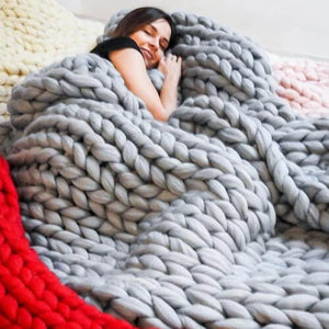 Chunky Knit Throw Chenille Bulky Blanket - KnitFirst