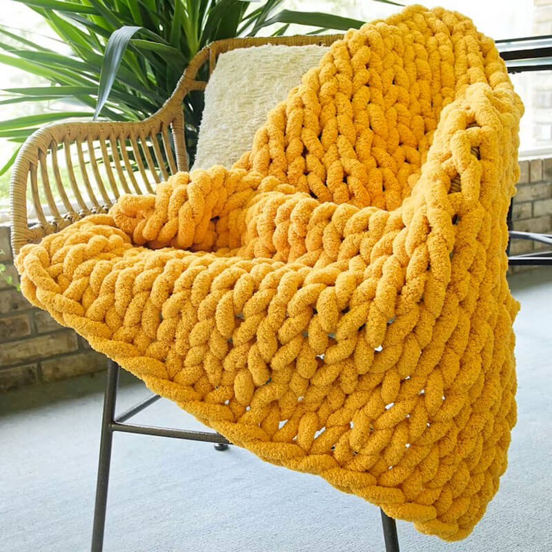 Chunky Knit Throw Chenille Bulky Blanket - KnitFirst