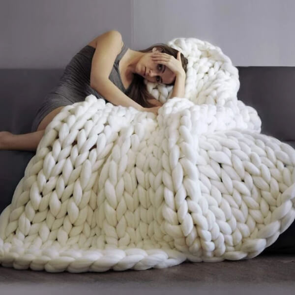 Chunky Knit Throw Chenille Bulky Blanket - KnitFirst
