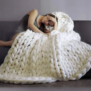 Chunky Knit Throw Chenille Bulky Blanket - KnitFirst