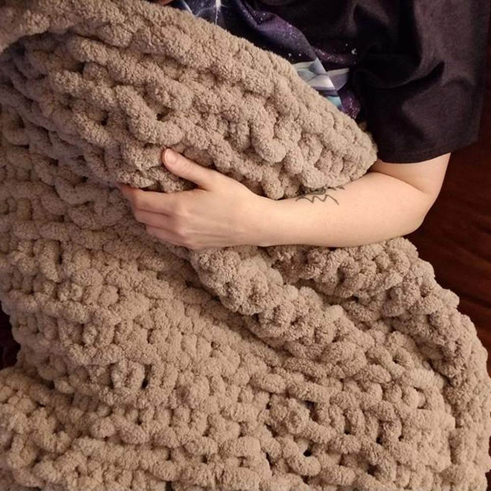 Chunky Knit Throw Chenille Bulky Blanket - KnitFirst