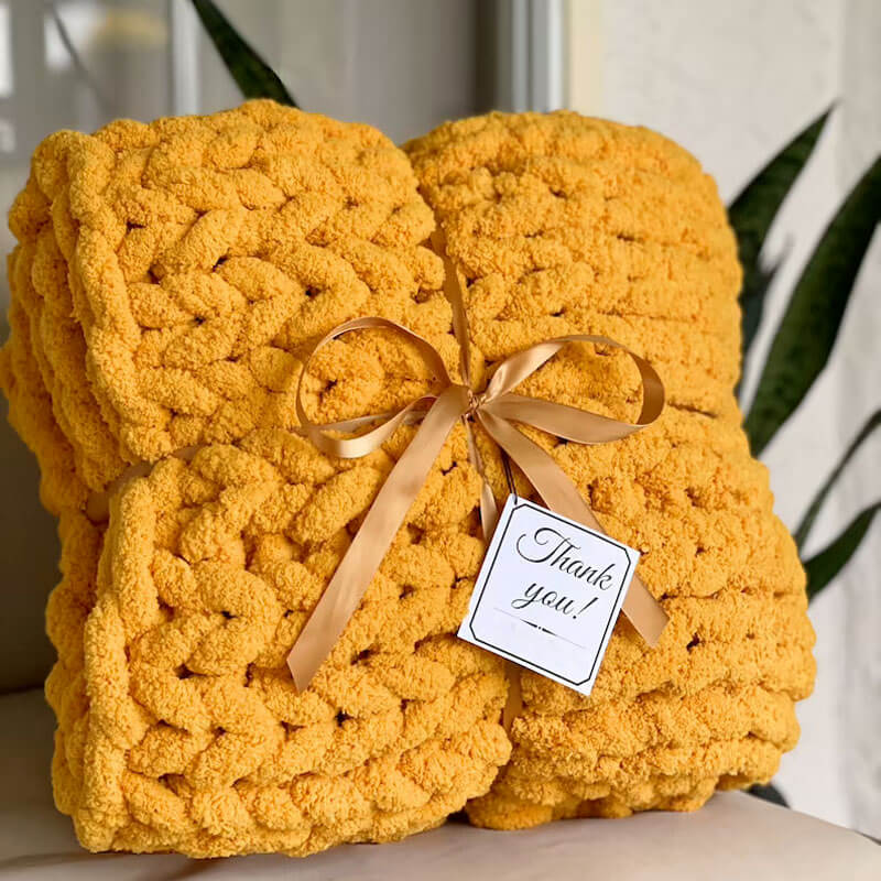 Chunky Knit Throw Chenille Bulky Blanket - KnitFirst