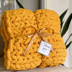 Chunky Knit Throw Chenille Bulky Blanket - KnitFirst