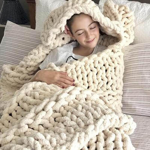 Chunky Knit Throw Chenille Bulky Blanket - KnitFirst