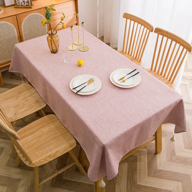Cotton Linen Waterproof Rectangle Table Cloth , Wrinkle Stain Resistant Washable Table Cover - KnitFirst