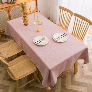 Cotton Linen Waterproof Rectangle Table Cloth , Wrinkle Stain Resistant Washable Table Cover - KnitFirst