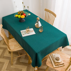Cotton Linen Waterproof Rectangle Table Cloth , Wrinkle Stain Resistant Washable Table Cover - KnitFirst
