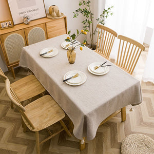 Cotton Linen Waterproof Rectangle Table Cloth , Wrinkle Stain Resistant Washable Table Cover - KnitFirst