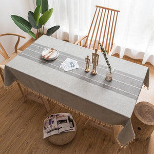 Cotton Linen Waterproof Rectangle Table Cloth , Wrinkle Stain Resistant Washable Table Cover - KnitFirst