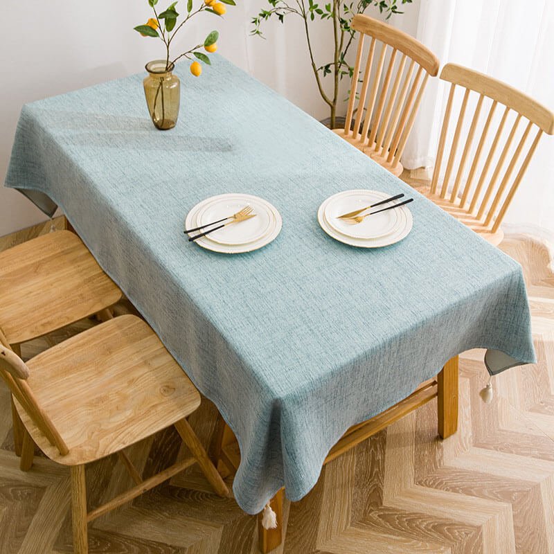Cotton Linen Waterproof Rectangle Table Cloth , Wrinkle Stain Resistant Washable Table Cover - KnitFirst