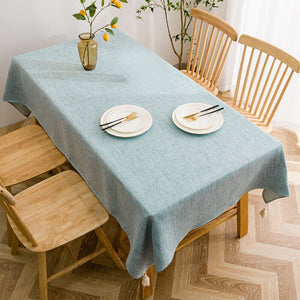 Cotton Linen Waterproof Rectangle Table Cloth , Wrinkle Stain Resistant Washable Table Cover - KnitFirst