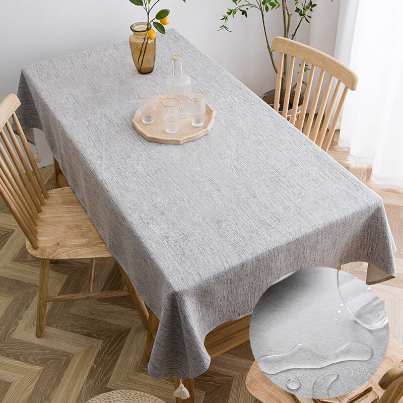 Cotton Linen Waterproof Rectangle Table Cloth , Wrinkle Stain Resistant Washable Table Cover - KnitFirst