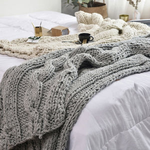 Throw Rug Knitting Patterns DIY Knitting PATTERN - Triple Cable Throw Blanket / Rug 50