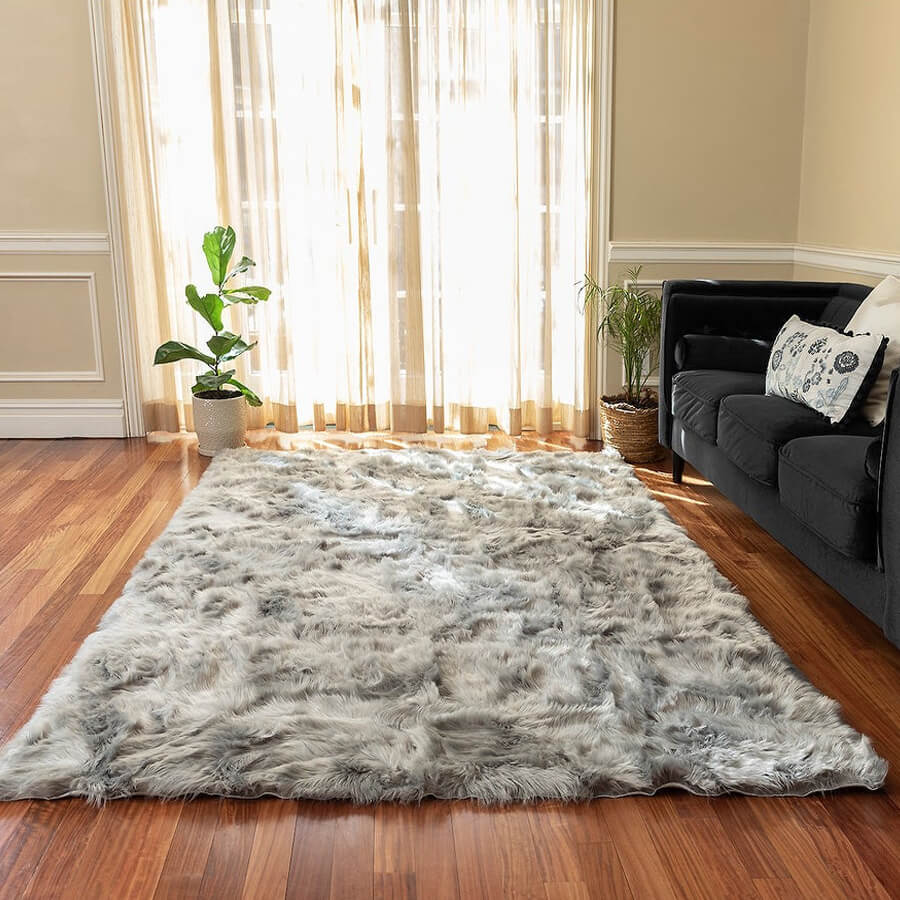 EXTRA LARGE FAUX SHEEPSKIN FUR RUG - KnitFirst