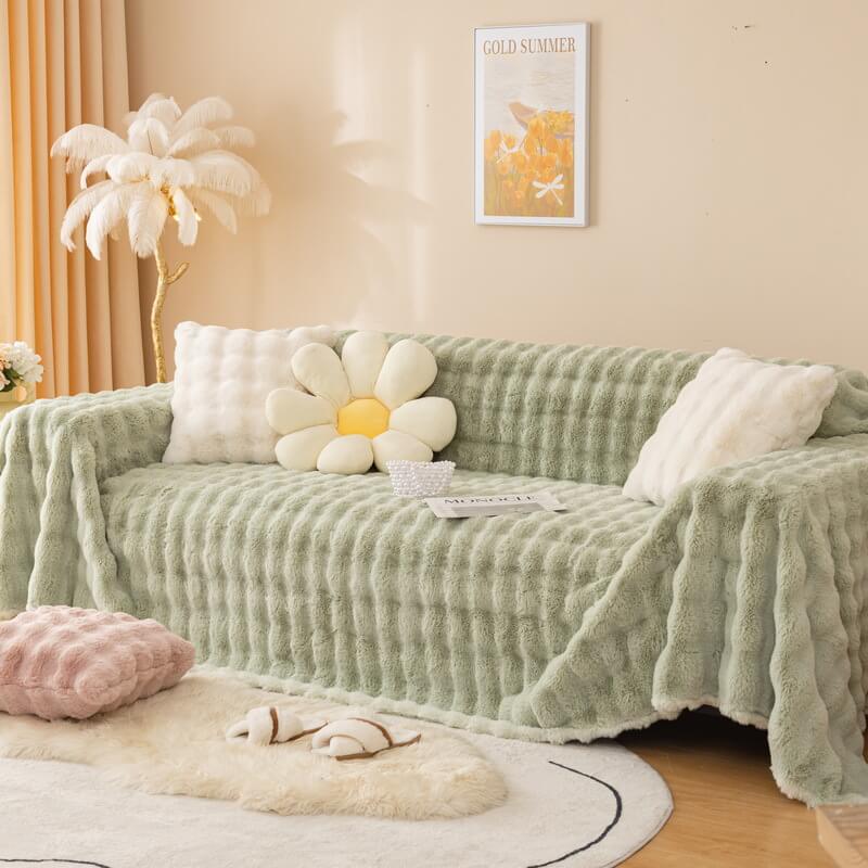 Faux Fur Sofa Covers, Throws Blankets Sofa Slipcovers for Pets - KnitFirst