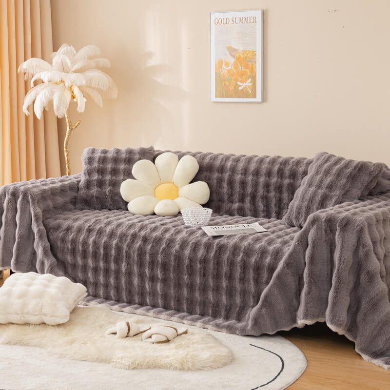 Faux Fur Sofa Covers, Throws Blankets Sofa Slipcovers for Pets - KnitFirst