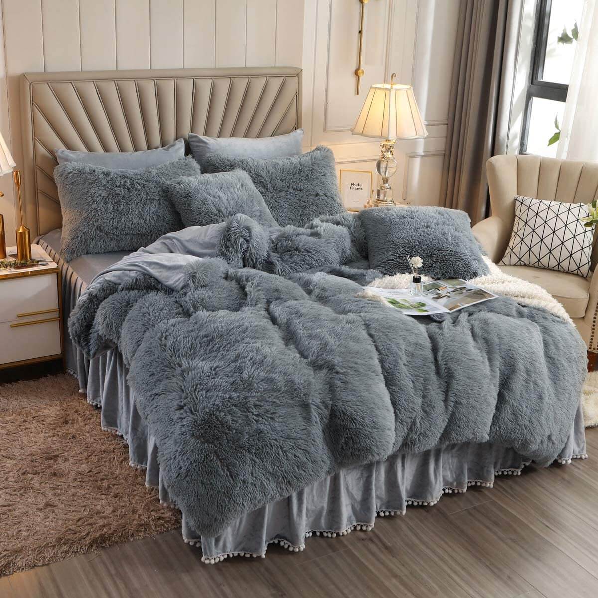 Faux fur throw cover | duvet cover bedding set | Faux fur throw blanket - KnitFirst