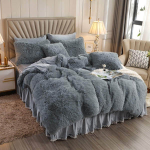 Faux fur throw cover | duvet cover bedding set | Faux fur throw blanket - KnitFirst