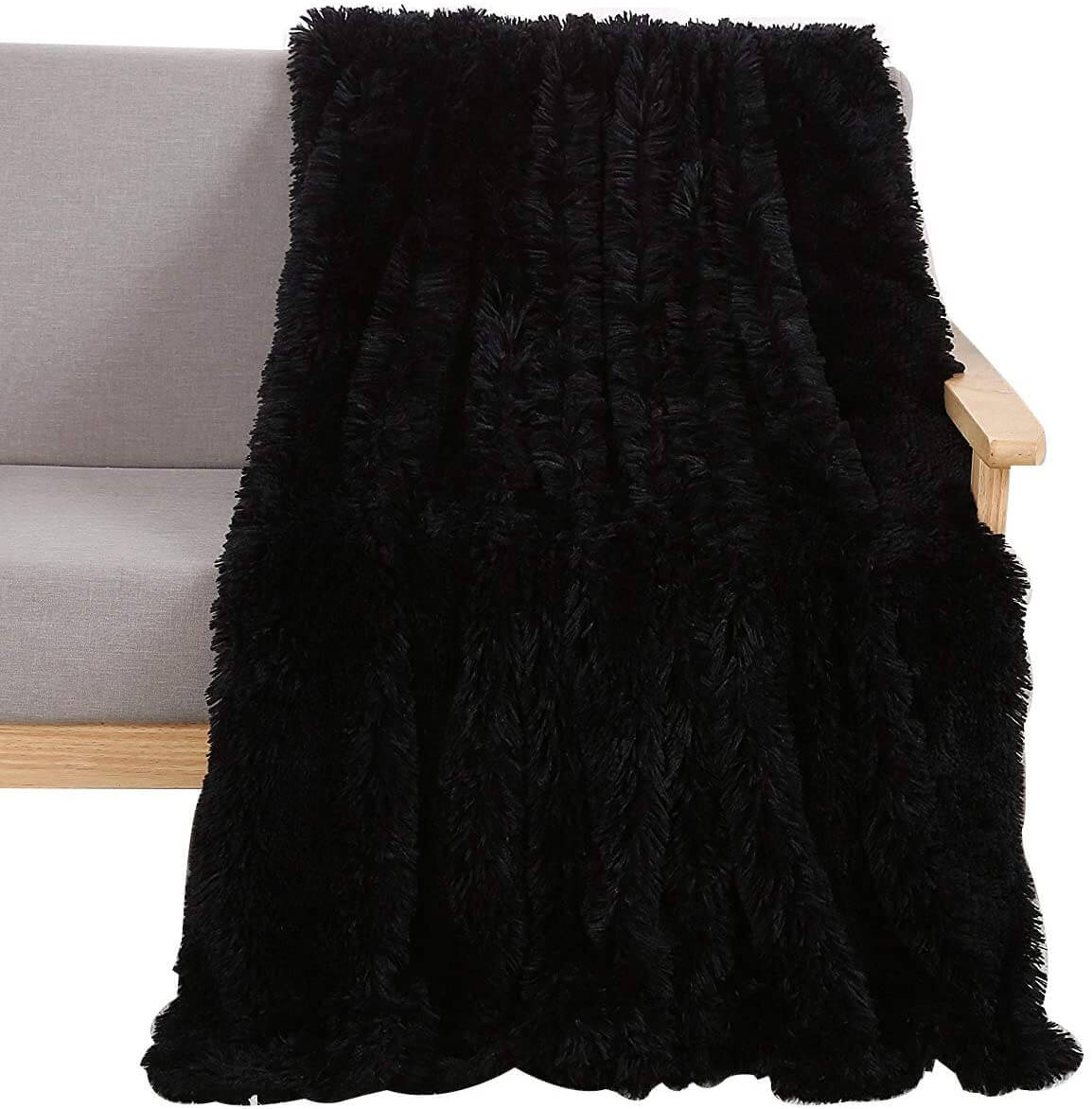 Fleece Faux Fur Throw Blanket, Lap Fleece Blankets - KnitFirst