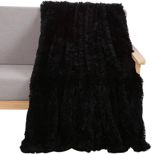 Fleece Faux Fur Throw Blanket, Lap Fleece Blankets - KnitFirst