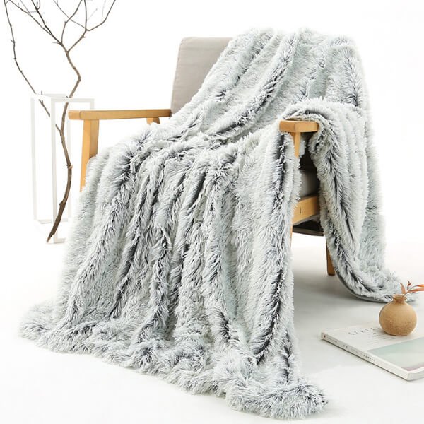 Fleece Faux Fur Throw Blanket, Lap Fleece Blankets - KnitFirst
