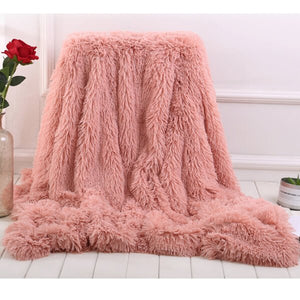 Fleece Faux Fur Throw Blanket, Lap Fleece Blankets - KnitFirst