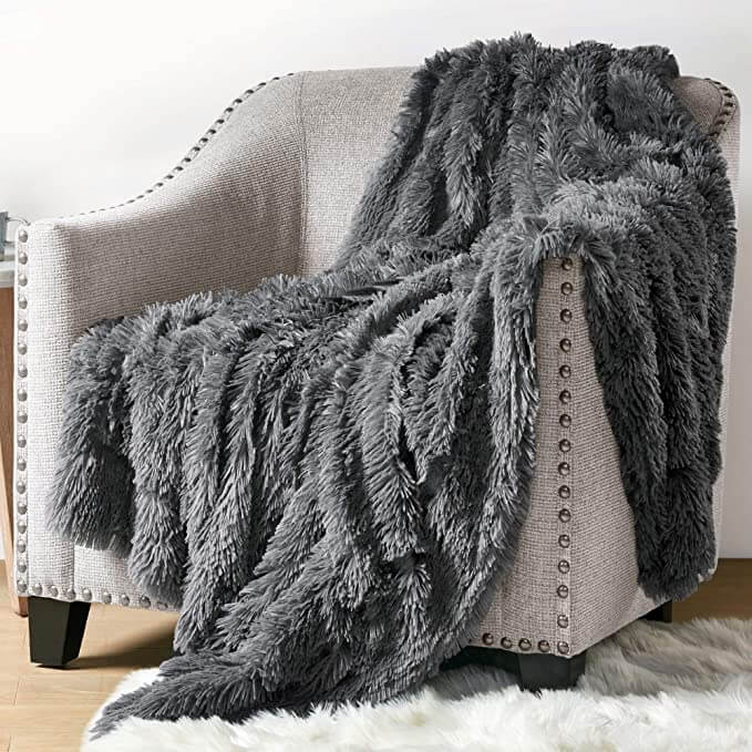 Fleece Faux Fur Throw Blanket, Lap Fleece Blankets - KnitFirst