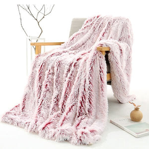 Fleece Faux Fur Throw Blanket, Lap Fleece Blankets - KnitFirst