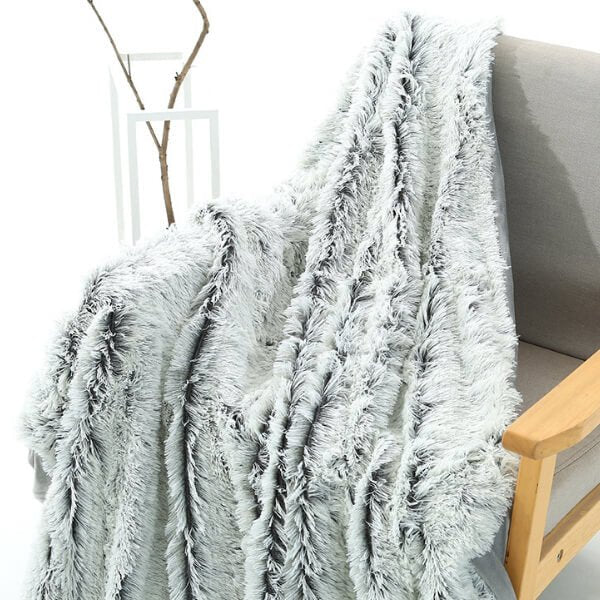 Fleece Faux Fur Throw Blanket, Lap Fleece Blankets - KnitFirst