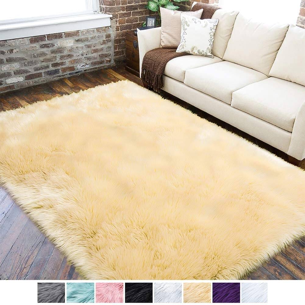 Fluffy Rugs , Faux Fur Sheepskin Area Rug - KnitFirst