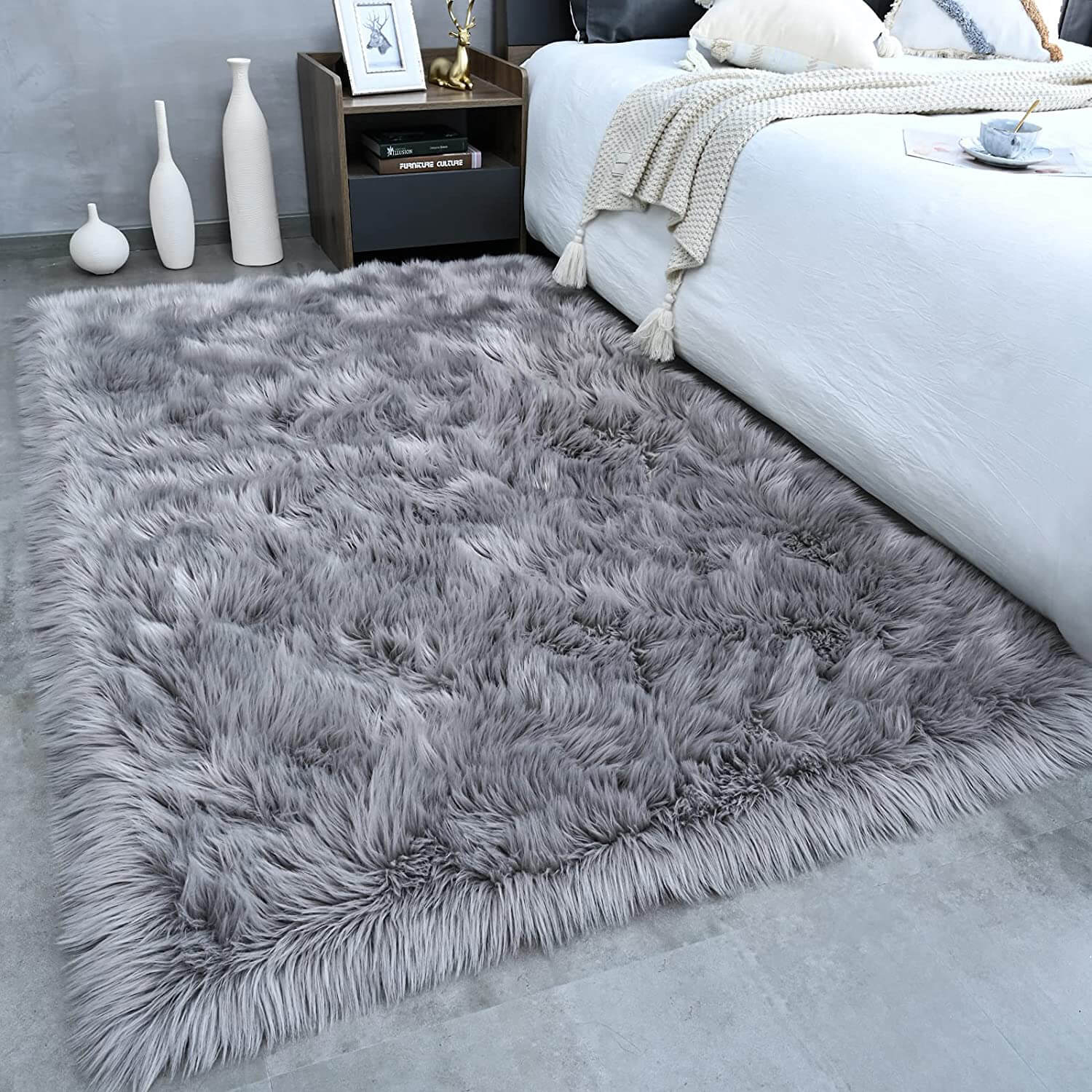 Fluffy Rugs , Faux Fur Sheepskin Area Rug - KnitFirst