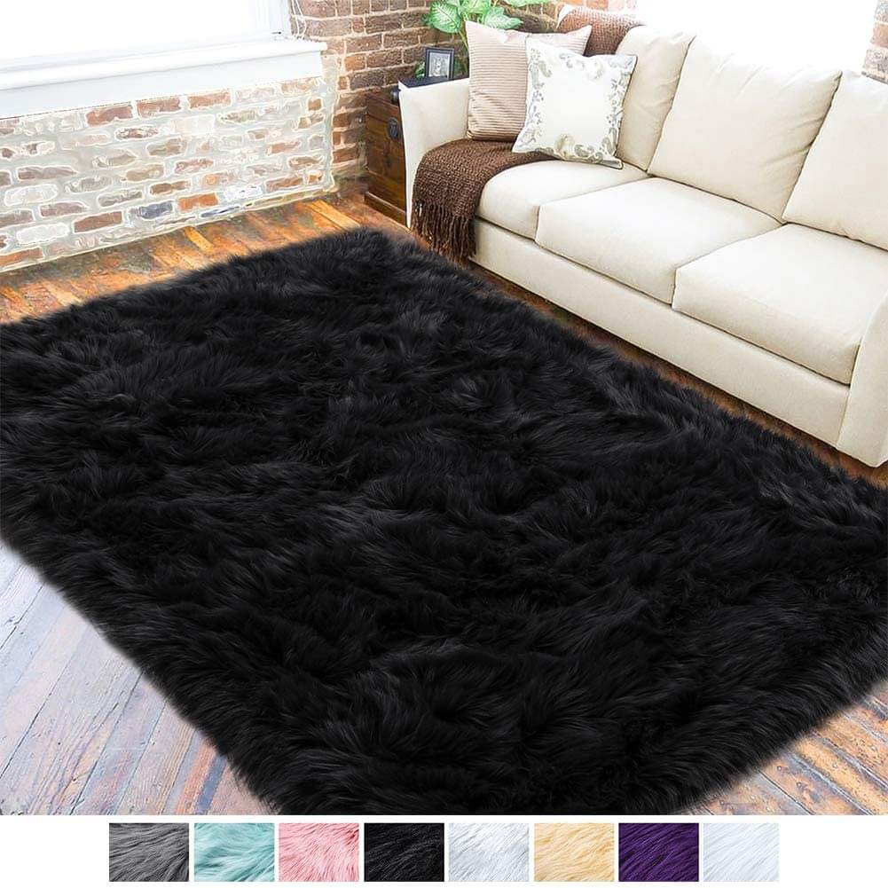Fluffy Rugs , Faux Fur Sheepskin Area Rug - KnitFirst
