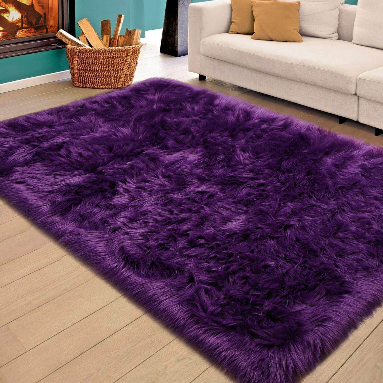 Fluffy Rugs , Faux Fur Sheepskin Area Rug - KnitFirst