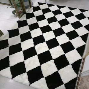 Geometric Rugs | Faux Sheepskin Rug - KnitFirst
