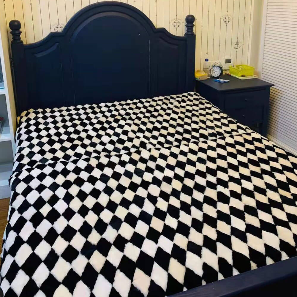 Geometric Rugs | Faux Sheepskin Rug - KnitFirst