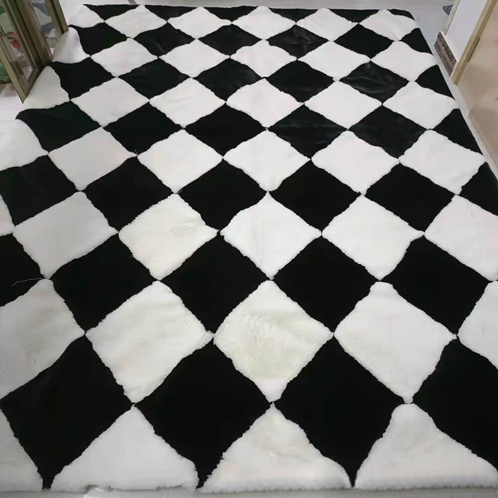 Geometric Rugs | Faux Sheepskin Rug - KnitFirst