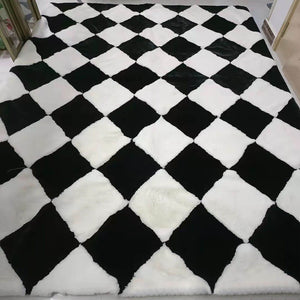 Geometric Rugs | Faux Sheepskin Rug - KnitFirst