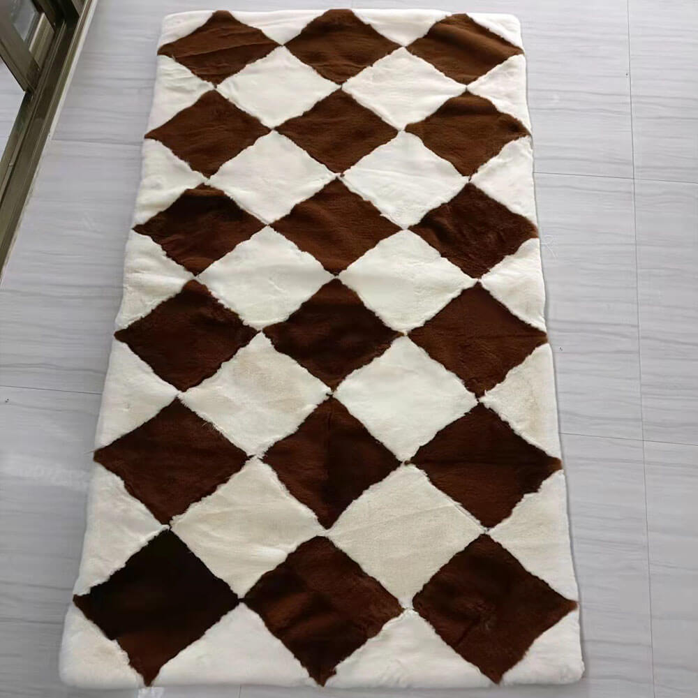 Geometric Rugs | Faux Sheepskin Rug - KnitFirst