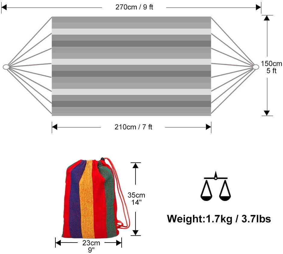 Hammock Brazilian Double Hammock - Two Person Bed for Backyard, Porch, Outdoor and Indoor Use - KnitFirst