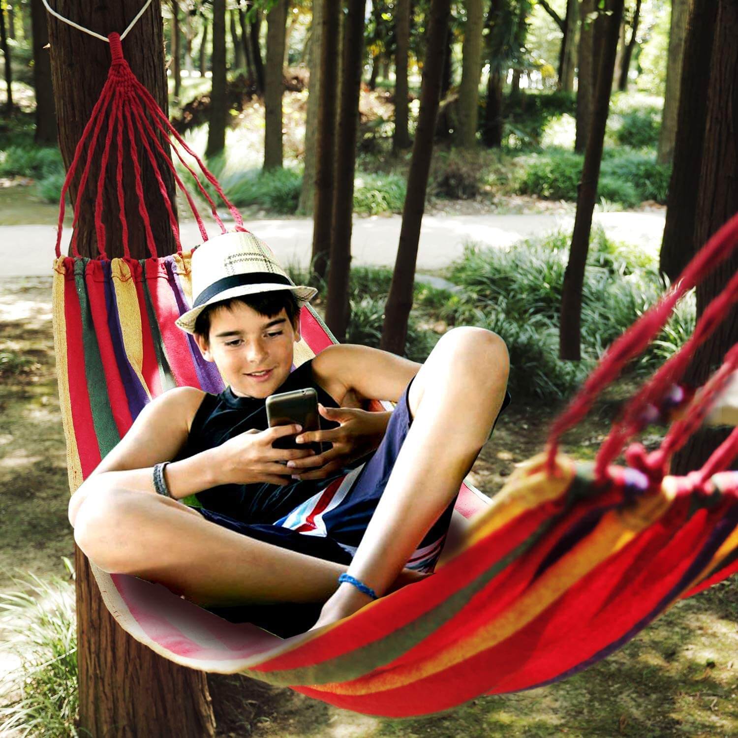 Hammock Brazilian Double Hammock - Two Person Bed for Backyard, Porch, Outdoor and Indoor Use - KnitFirst