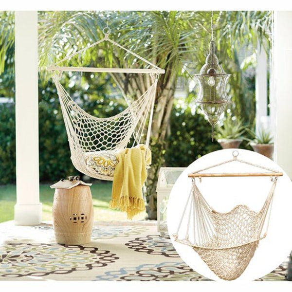 Hammocks White Hanging Net Chair|Cotton Swing Camping - KnitFirst
